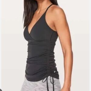 Lululemon TEAL V Neck Cinched Side Mesh Racerback Tank